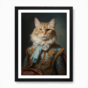 Royal Cat Portrait Rococo Style 5 Art Print