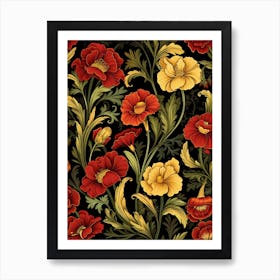 English Primrose 4 William Morris Style Winter Florals Art Print