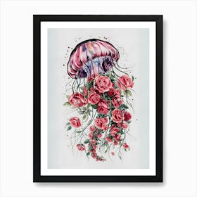 Jellyfish With Roses Art Print