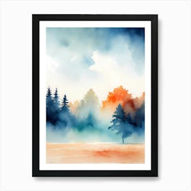 Watercolor Of Trees Art Print