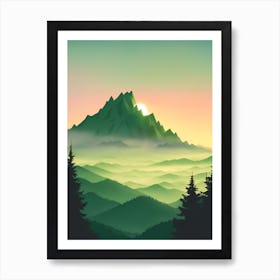 Misty Mountains Vertical Composition In Green Tone 95 Art Print