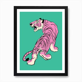 Tiger In Pink And Green Art Print