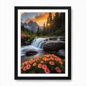 Sunset In The Mountains Art Print