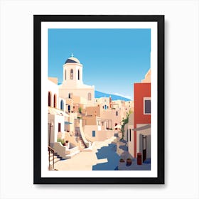 Santorini, Greece, Flat Illustration 3 Art Print