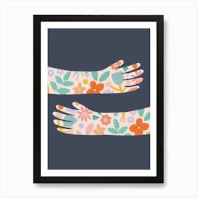 Two Hands With Flowers Art Print