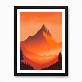 Misty Mountains Vertical Composition In Orange Tone 197 Art Print