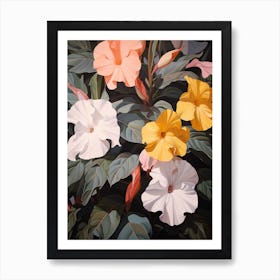 Impatiens 3 Flower Painting Art Print