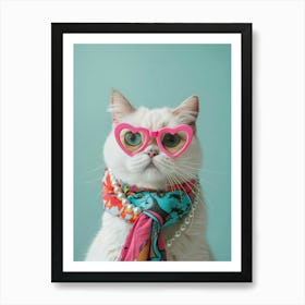 Cute Cat In Glasses Art Print