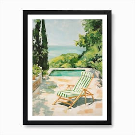 Sun Lounger By The Pool In Lisbon Portugal Art Print