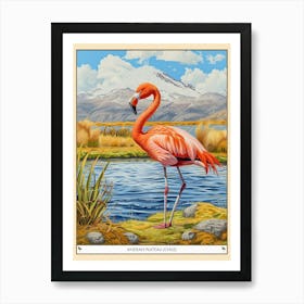 Greater Flamingo Andean Plateau Chile Tropical Illustration 3 Poster Art Print