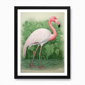 Ohara Koson Inspired Bird Painting Flamingo 1 Art Print