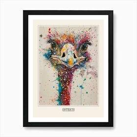 Ostrich Colourful Watercolour 4 Poster Art Print