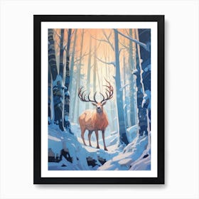 Winter Moose 2 Illustration Art Print