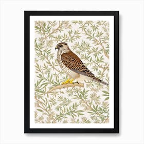 Hawk 2 William Morris Style Bird Art Print