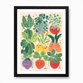 Cute Kawaii Group Of Vegetables 1 Art Print