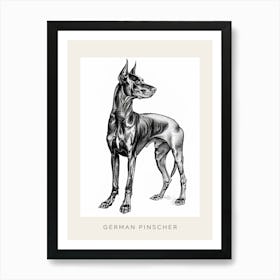 German Pinscher Dog Line Art 2 Poster Art Print