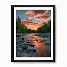 Sunset Over The River 2 Art Print