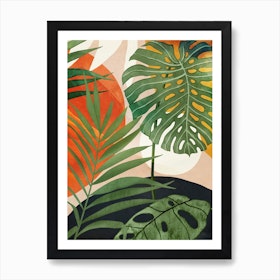 Abstract Art Tropical Monstera Leaves Art Print by ThingDesign - Fy
