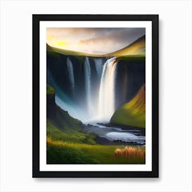 Skógafoss Waterfall, Iceland Realistic Photograph (2) Art Print