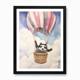 Baby Badger 1 In A Hot Air Balloon Art Print