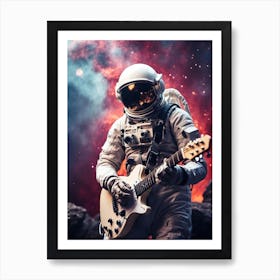 Astonaut Playing Guitar Art Print