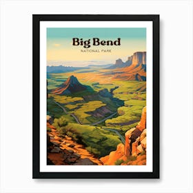 Big Bend National Park Texas Wildlife Travel Illustration Art Print