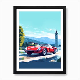 A Ferrari 250 Gto Car In The Lake Como Italy Illustration 1 Art Print