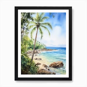 Palm Tree On The Beach Art Print