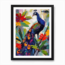 Peacock On The Branches Painting 2 Art Print