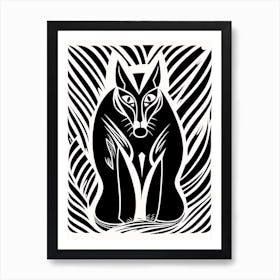 Linocut Fox Illustration 6  Art Print
