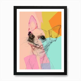 Chihuahua Dog Pastel Line Illustration  2 Art Print