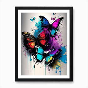 Colorful Butterflies Graffiti Illustration 2 Art Print