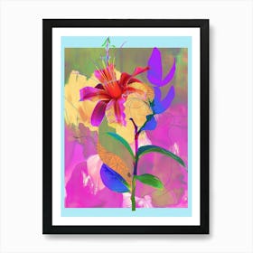 Flower 1 Neon Flower Collage Art Print