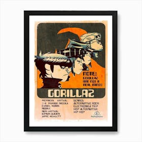 Gorillaz Music Gig Concert Poster Classic Retro Rock Vintage Art Print Decor Canvas Poster Art Print