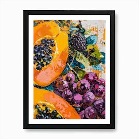 Papaya And Grapes Art Print