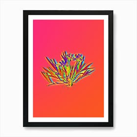 Neon Dwarf Crested Iris Botanical in Hot Pink and Electric Blue n.0026 Art Print