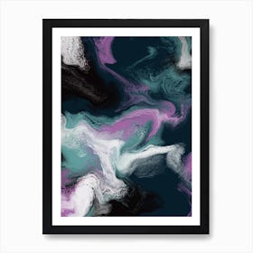 Fluid Abstract Oil Purple Green 3 Art Print