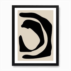 Beige And Black Abstract Art Print