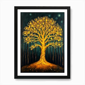 Golden Tree In The Forest Art Print