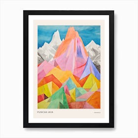 Puncak Jaya Indonesia 1 Colourful Mountain Illustration Poster Art Print