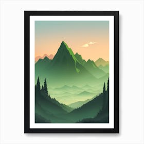 Misty Mountains Vertical Composition In Green Tone 208 Art Print