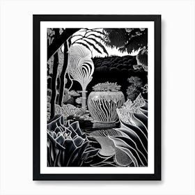 Chihuly Garden And Glass, Usa Linocut Black And White Vintage Art Print