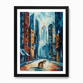 Painting Of Dubai United Arab Emirates With A Cat In The Style Of Impressionism 2 Art Print