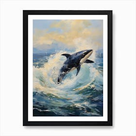 Dramatic Waves And Whale Blue Tones Art Print