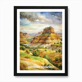 Theodore Roosevelt National Park Watercolor Painting Art Print