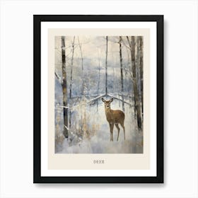 Vintage Winter Animal Painting Poster Deer 1 Art Print