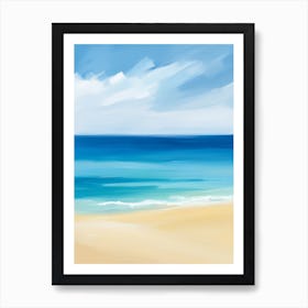 Oil Paint Simple Beach Scene Blue Ocean Calm Sandy Shore Art Print