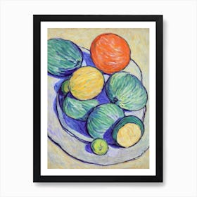 Melon Vintage Sketch Fruit Art Print