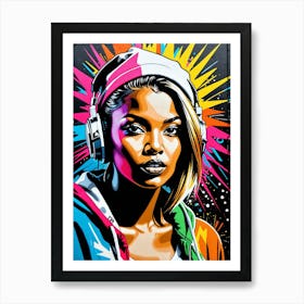 Graffiti Mural Of Beautiful Hip Hop Girl 78 Art Print