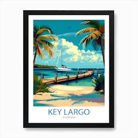 Key Largo Florida Print Gateway To The Keys Art Coral Reef Poster Tropical Paradise Wall Decor Florida Keys Illustration Island Escape 1 Art Print
